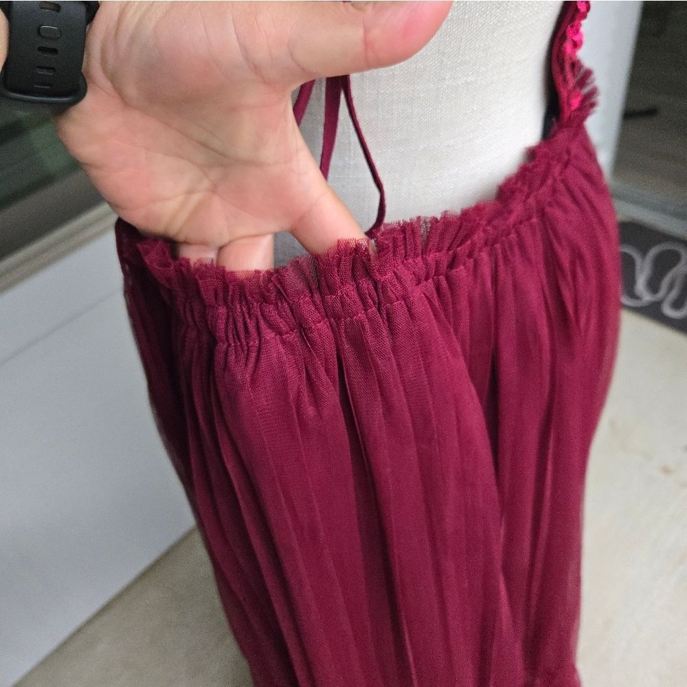 Soieblu Sequins And Tulle Backless Long Gown Size… - image 7